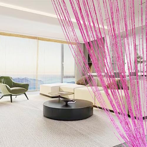 ave split Decorative Door String Curtain Wall Panel Fringe Window Room Divider Blind Divider Tassel Screen Home 100x200centimeter (Rose red18) - color: Rose Red18