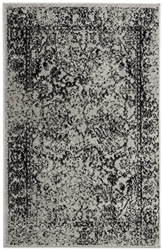 SAFAVIEH Adirondack Collection Accent Rug - 2' x 3', Grey & Black, Distressed Vintage Floral Design, Non-Shedding & Easy to Clean, Ideal for Front Door, Kitchen, Entryway, Foyer (ADR109B) - color: Grey/Black, size: 2' x 3' (Rectangular)