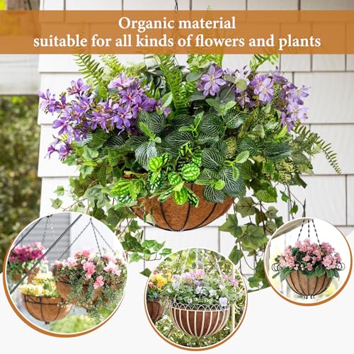 Legigo 6 Pack 16 Inch Hanging Basket Coco Liners Replacement, 100% Natural Round Coconut Coco Fiber Planter Basket Liners for Hanging Basket Flowers/Vegetables - color: 6pcs, size: 16 Inch