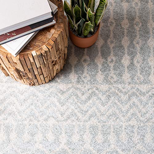 SAFAVIEH Tulum Collection Accent Rug - 2' x 5', Light Grey & Ivory, Moroccan Boho Distressed Design, Non-Shedding & Easy to Clean, Ideal for Front Door, Kitchen, Entryway, Foyer (TUL270F) - color: Light Grey/Ivory, size: 2' x 5' (Rectangular)