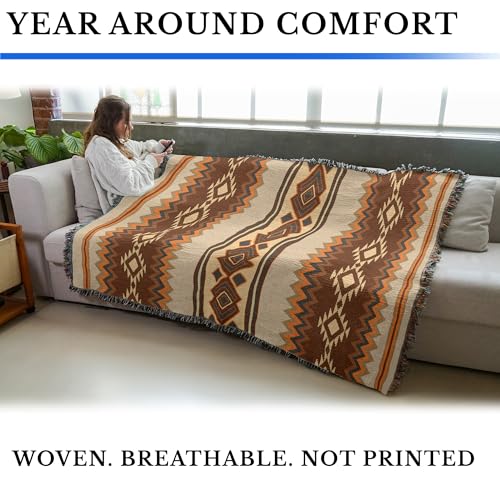 Pure Country Weavers Parchment - Western Tapestry Throw Blanket Woven from Cotton - Made in The USA (72x54) - color: Parchment