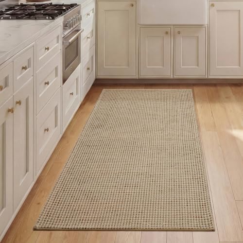 2x4 Entryway Runner Rug, Washable Runners for Kitchen, Non Slip Woven Entrance Door Mat, Stain Resistant Rugs for Hallway Living Room Bedroom Laundry Room (2'x4', Brown) - color: Brown, size: 2' x 4'