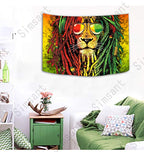 Simsant Rasta Rastafarian Tapestry Lion Head Bob Tapestry Wall Hanging Backdrop for Living Room Bedroom Dorm Psychedelic Decor Tapestry (60"x40") - size: 60"L x 40"W