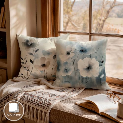 OBSEDE Elegant Blooms Throw Pillow Covers 18x18 Set of 4, Farmhouse Decor for Home Couch Sofa Living Room, Rustic Floral Decorative Cushion Cases - color: Elegant Blooms