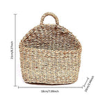 Seagrass Wicker Storage Basket with Handle - Semi-Circular Willow Woven Hanging Basket for Home, Garden, Wedding Wall Decor