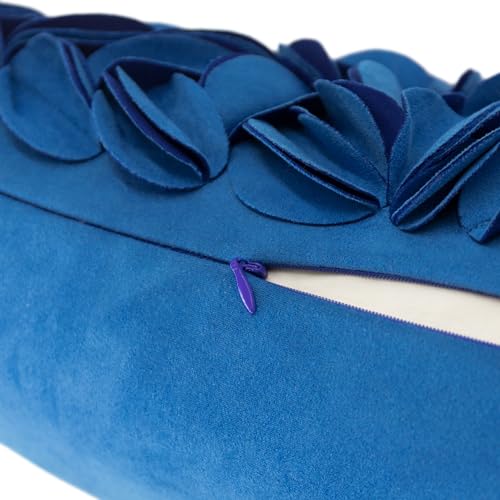 KINGROSE 3D Floral Decorative Throw Pillow Cover Handmade Soft Pillow Case Sham Solid Cushion Cover for Bedroom Home Decor Sofa 12 x 20 Inches Solid Suede Blue - color: Blue - Solid Suede