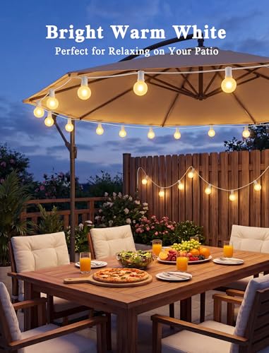 Abeja Outdoor Frosted String Lights G40-25Ft with 27 Clear Bulbs, UL Listed for Patio Garden Umbrella Bars Balcony Party Decor Indoor, E12 Base, 5W, White - color: 25FT Frosted White-White, size: 25FT