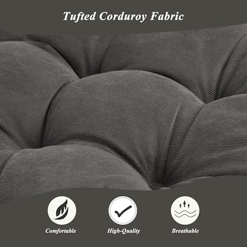 Meditation Floor Pillow 22×22 Inch 2 Pack Large Floor Cushions for Adults Square Tufted Corduroy Floor Pillows for Yoga Living Tatami Room Dark Grey - color: Dark Grey