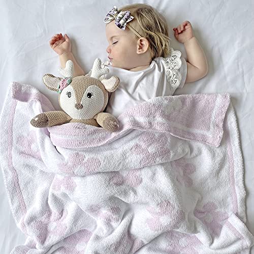 Living Textiles Purple Flower Chenille Soft Baby Blanket Reversible Premium Cozy Fabric for Best Comfort - Infant, Toddler, Newborn, Swaddle, Nursery, Girl, Unisex, Throw, Crib, Stroller, Gift 40x30in - color: Purple Flower