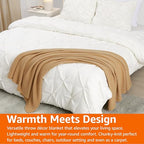 Amazon Basics Chunky Cable Knit Throw Blanket for Couch, Sofa, Bed, Lightweight Soft Cozy, 50" x 60", Sand - color: Sand, style: Knitted