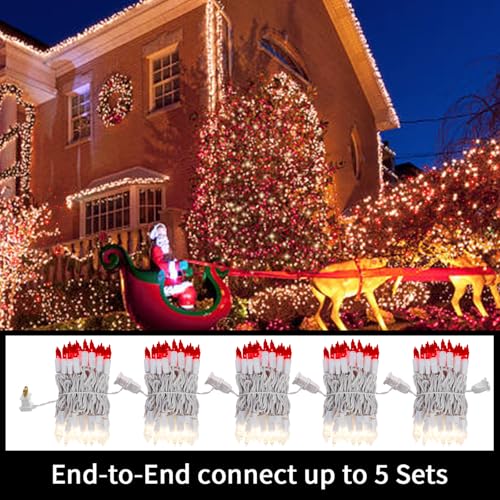 LAMPHOME 100 Count Red Clear Valentine Lights, Connectable 20ft Valentine Room Lights, Plug in Pink Christmas String Light Indoor Outdoor for Christmas Bedroom Valentines Party - color: Red and Clear-White Wire
