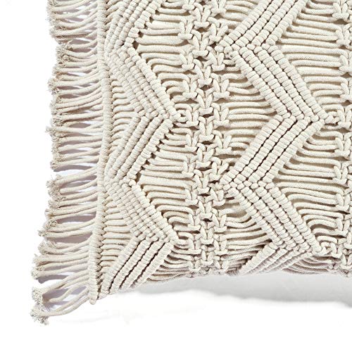 Lush Decor Studio Chevron Macrame Decorative Throw Pillow Cover, 20" W x 13" L, Neutral - Rectangle Pillow Cover - Throw Pillows For Bed, Couch, Or Chair - color: Neutral