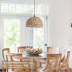 Brown Rattan Light Fixture 15ft Plug In Pendant Light Woven Pendant Light Boho Chandelier Wicker Pendant Light Boho Pendant Light Plug In for Dining Room Kitchen Island Bedroom(Bulb Incl.) - color: 12.2" Natural Plug In
