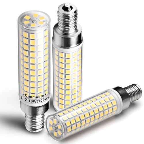 E12 100W Dimmable C7 T6 LED Corn Light Bulbs, 4000K Natural White 1000 Lumen 10W E12 LED Candelabra Light Bulbs for Home Decorative Chandelier Pendant Ceiling Fan Lighting Salt Lamp, 3 Pack - color: 4000k Natural White, size: 10 Watt-Dimmable-3 Pack