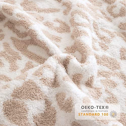 MH MYLUNE HOME Ultra Soft Leopard Throw Blanket (50x60 inches) Microfiber Blankets Plush Warm Reversible Cheetah Blanket Leopard Pattern Throw for Couch Bed Sofa - Khaki, 50"x60" - color: Leopard Khaki, size: 50"x60" - 550 GSM