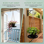 2-Pack Modern Boho Macrame Plant Hanger, 10/11 Inch Metal Hanging Planter Holder for Indoor and Outdoor Home Garden Decor, Black Hanging Plant Shelf for Window, Wall, and Ceiling. (American, 10/11) - style: American
