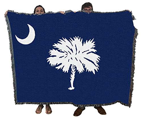 Pure Country Weavers South Carolina State Flag Blanket - Palmetto Moon Blue - Gift Tapestry Throw Woven from Cotton - Made in the USA (72x54)