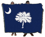 Pure Country Weavers South Carolina State Flag Blanket - Palmetto Moon Blue - Gift Tapestry Throw Woven from Cotton - Made in the USA (72x54)