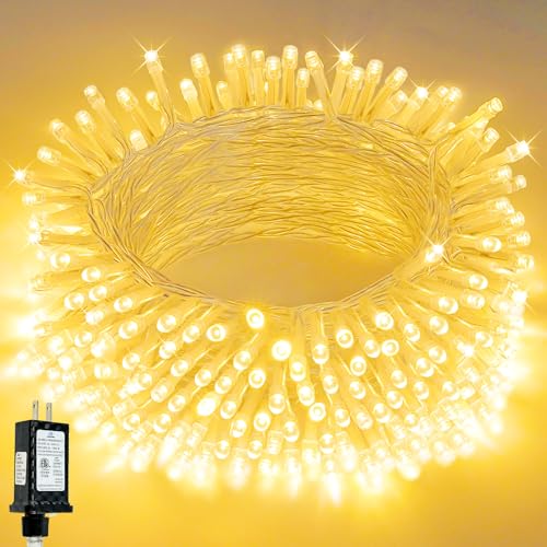 Connectable 1Pack String Lights Indoor, 33FT 100LED String Lights, 13Modes Twinkle Fairy Lights Plug in Outdoor Waterproof, Warm White Clear Wire Light for Christmas Tree, Wedding Yard, Party Decor - color: Warm White, size: 1PK-100LED