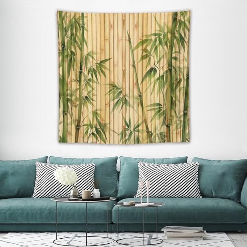 HZOHNAGO Bamboo Tapestry Chinese Style Green Leaves Printed Wall Tapestry Painting Wall Hanging for Bedroom Living Room Dorm 60" W x 60" H - color: Bamboo-6, size: 60"L x 60"W