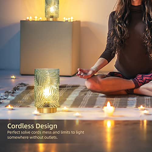 Battery Operated Table Lamp, Cordless Lamps for Home Decor, Battery Powered Nightlight with LED Bulb with Timer, Decorative Lights for Living Room Bedroom Tabletop Entryway Centerpiece Gift(L LGreen) - color: Light Green, size: Large