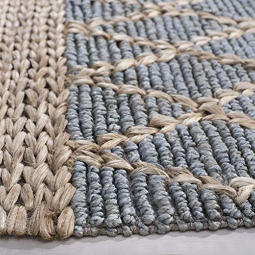 SAFAVIEH Natural Fiber Collection Runner Rug - 2'6" x 8', Light Blue, Handmade Boho Moroccan Trellis Jute, Ideal for High Traffic Areas in Living Room, Bedroom (NF951L)