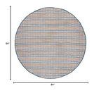 SAFAVIEH Natural Fiber Collection 7' Round Blue/Natural NFB656M Handmade Boho Stripe Farmhouse Rustic Jute & Cotton Jute Area Rug - color: Blue/Natural, size: 7' (Round)