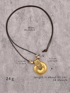 Leather Necklace for Women Long Boho Pendant Hippie Choker Necklace Bohemian Layered Leather Rope Wooden Jewelry Gifts - style: Hippy Necklace