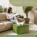 MeMoreCool Stuffed Round Pouf Ottoman Foot Rest, Floor Pouf Foot Stool with Soft Foam Chunk Filling, Small Round Ottoman Footstool Circle Footrest for Living Room - color: Piping Green