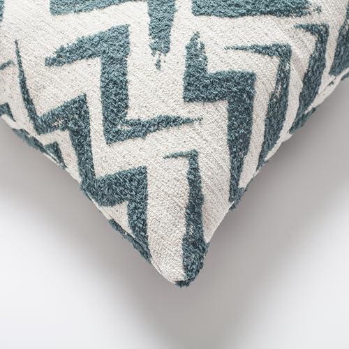 Woven Jacquard Throw Pillow Cover, Pack of 1 Geometric Pattern Textured Decorative Cushion Covers for Sofas, Couches, Fade Resistant Pillow for Sofa & Couch, Havana, Blue-White, 18x18 Inch - color: Blue & White
