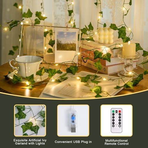 JMEXSUSS Vines Lights for Bedroom, 9.8ft x 9.8ft with Remote, 300 LED Fairy Lights with Vines, Artificial Ivy Curtain Light for Wall Dorm Wedding Indoor Decor - color: Ivy, size: 9.8x9.8ft - 300 LED