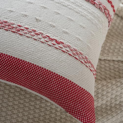 Cethom Christmas Pillow Covers 12x20 Inch Set of 2, Red Textured Boho Christmas Decoration Couch Pillow Cases for Farmhouse Home Decor, Accent Cushion Cover for Sofa, Bed, Living Room, Bedroom - color: Red, size: 20" x 12" (Pack of 2)