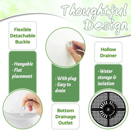 Bvrbaory 8 Pack Hanging Planter Pots,Self-Watering Flower Pot with Water Tray & Metal Chain,White Plastic Hanging Plant Pots for Indoor Outdoor Garden Decor,8 Inch - size: 8 Pcs White