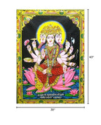 Goddess Gayatri sequins Cotton Batik Wall Hanging Painting : Size 43"x30" Inches - color: Gayatri