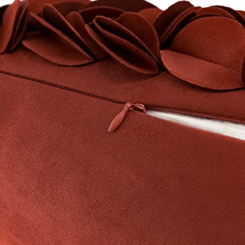 KINGROSE Handmade 3D Flower Soft Home Decorative Throw Pillow Case Rectangle Cushion Cover for Sofa Couch Chair Bed 12 x 20 Inches Solid Suede Rust Red - color: Rust Red