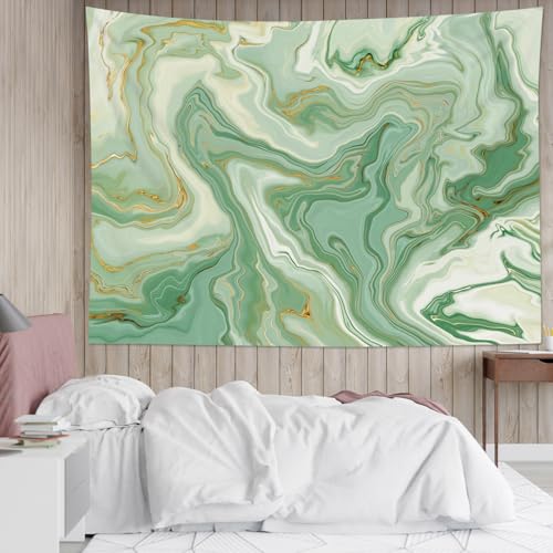 SCECALA Sage Green Marble Tapestry Abstract Green Gold White Swirl Marble Texture Wall Tapestry Modern Watercolor Wall Hanging for Bedroom Living Room Teen Dorm Party Home Decor 59x51 Inch - color: Sage Green, size: 51"L x 59"W