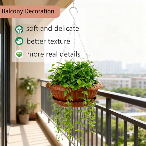 summer flower 3 Pack Large Hanging Planters 12.59in Plastic Plant Pots with Drainage Holes & Trays for Indoor Outdoor Garden Wall Window Decor (Red) - color: Red-xpots