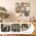 Xuhal 15 Pcs Boho Wall Basket Decor Handcrafted Seagrass Woven Wall Basket Rustic Round Woven Hanging Art for Home Farmhouse Kitchen Table Living Room(Elegant Style) - style: Elegant Style