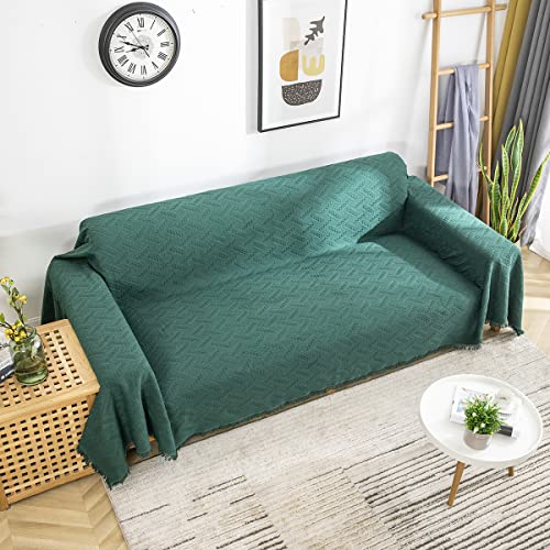 AIVIA Couch Cover Sheet Blanket, Oversized Couch Covers for 3 Cushion Sofa, Extra Large Furniture Decoration Covers Sofa Throws Sofa Slipcovers, L-Shape U-Shaped Sectional Protector for Cats Dogs - color: Blackish Green, size: 71” x 118”