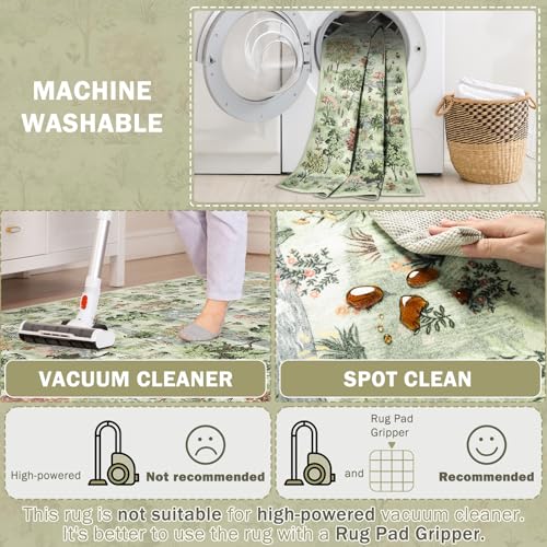 Beeiva 8x10 Living Room Rug, Beige Boho Foresst Washable Rugs 8x10 for Dining Room, Soft Non Slip Woodland Large Area Rug Carpet for Bedroom Nursery Aesthetic Nature Home Decor(Beige,8x10ft) - color: Beige-forest, size: 8' x 10' (Rectangular)