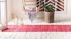 Unique Loom Chindi Cotton Collection Soft Hand Woven Natural Fiber Striped Area Rug, 2 ft 7 in x 9 ft 10 in, Red/Purple - color: Red/Purple, size: 2'7" x 9'10" (Runner)