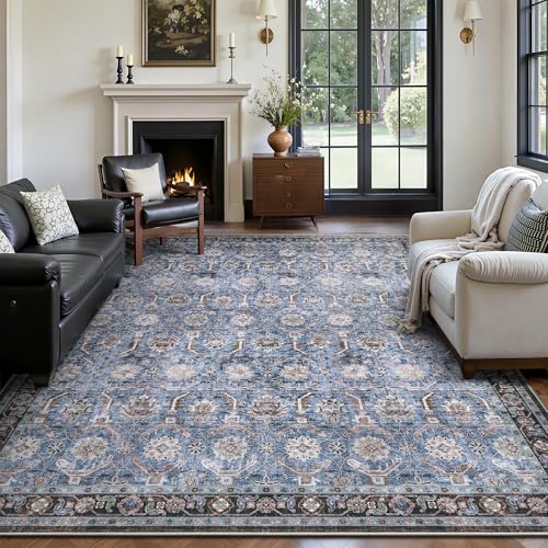 5x7 Area Rugs, Soft Non Slip Low Pile Washable Rug, Boho Modern Rug for Living Room, Bedroom, Dining Room, Blue - color: Blue, size: 5' x 7' (Rectangular)