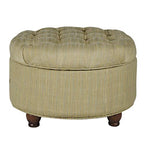HomePop 25" Button Tufted Round Storage Ottoman - Tan & Cream Tweed - color: Tan and Cream Tweed