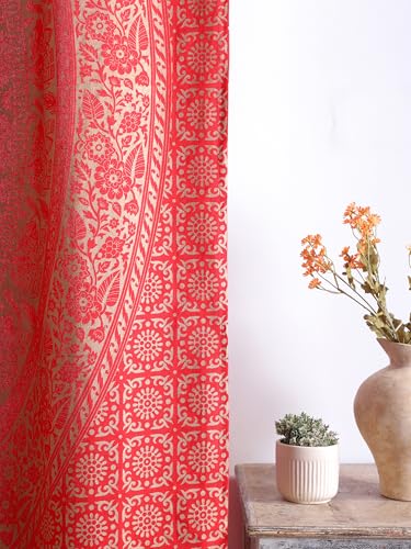 Popular Handicrafts Indian Hippie Bohemian Beautiful Elephant Color Mandala Curtain Panels Red Gold - color: Red Gold, size: 38"W x 83"L (Pack of 2)