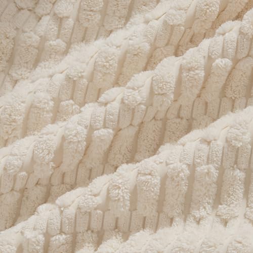 Fancy Homi Cream Lumbar Decorative Throw Pillow Covers 12x24 Inch for Living Room Couch Bed Sofa, Rustic Farmhouse Boho Home Decor, Soft Striped Corduroy Rectangle Cushion Case 30x60 cm - color: Cream, size: 24" x 12" (Pack of 1)