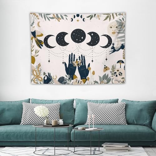 DDCBNS Witchy Moon Tapestry, Moon Phase Wall Hanging for Girls Bedroom & Living Room, 40" x 30" - color: Bohemian Style_05, size: 40"L x 30"W