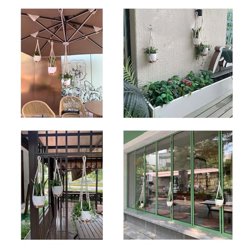 Hanging Planters with Macrame Plant Hangers for Indoor Outdoor Plants, 3 Set Hanging Baskets Flower Pots Holders 35''/27''/21'', Self-Watering Pots 7''/6''/5.5'', Boho Home Decor, White - color: White