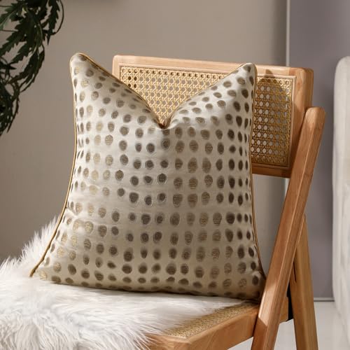 Gold Abstract Throw Pillow Covers 18x18 inch Set of 2 Jacquard Dot Pillow Cases Modern Decorative Cushion Covers for Sofa Couch Bed - color: Jacquard 7