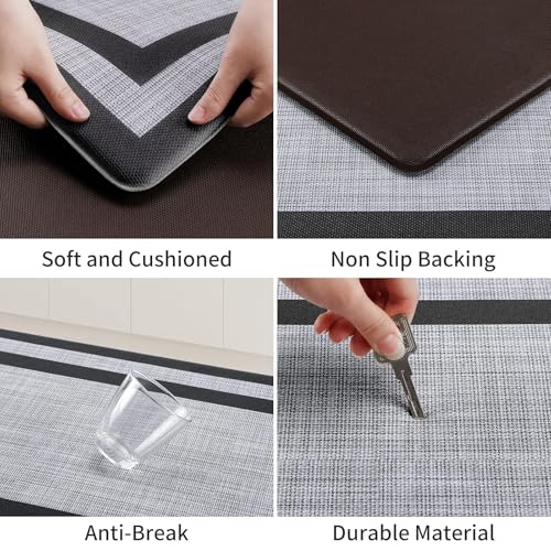 Mattitude Kitchen Mats Set of 2 Cushioned Rugs Anti-Fatigue Mats for Kitchen Floor,Waterproof Non-Slip Mats and Rugs Set for Office,Floor,Laundry 17.3"×29"+17.3"×59",Black - color: Black Frame, size: 17.3" x 59 "+ 17.3" x 29 "--0.40 inches