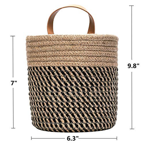 Wall Hanging Storage Baskets - Small Cotton Rope Woven Closet Storage Bins-Shelf Basket Organizer for Plants, Towels,Toys - 6.3" x 7" (Jute) - color: Jute